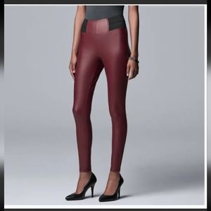 Simply Vera Vera Wang Women's High Waisted Maroon Leggings XL